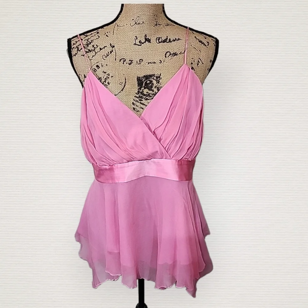 Spencer Jeremy 100% Silk Barbie Pink Tank. Size Large - Picture 1 of 6